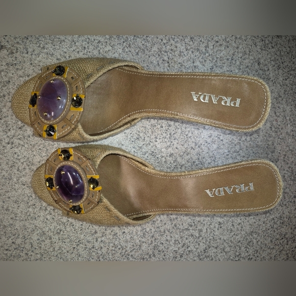 Prada Shoes - Prada Tan Embellished Women's Shoes